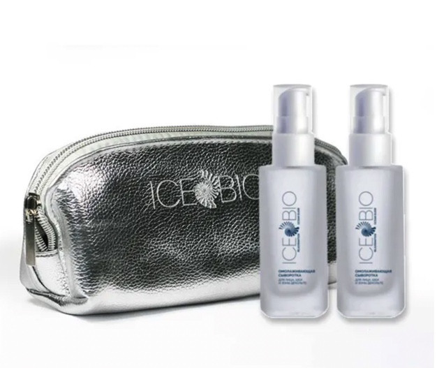 ICE BIO. Набор Сыворотка  2 шт омолаживающая для лица, шеи и зоны декольте 30мл, в косметичке в Ижевске